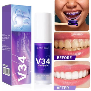 V34 Smile Teeth Whitening Toothpaste Mousse Remove Plaque Stains Cleaning Oral Hygiene Fresh Bad Breath Dental Tooth Care Tools