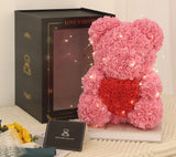 Valentine'S Day Gift Rose Bear Eternal Flower Rose Teddy Bear PE Foam Bear 25Cm Valentines Day