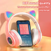 P91H,Cute Cat Ears BT Wireless Headphone Com Mic E Flash Light, Capacete De Música Estéreo LED, Fone De Ouvido Dobrável, Present