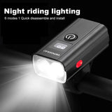 LED Bicycle Headlight USB Rechargeable Bicycle Front Lamp 6 Gears Power Display Bike Flashlight Bicycle Accessories