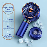 5000Mah Recharge Portable Fan Handheld Mini Fan USB Hand Hold Small Pocket Fan with Data Disply Table Stand Home Air Conditioner