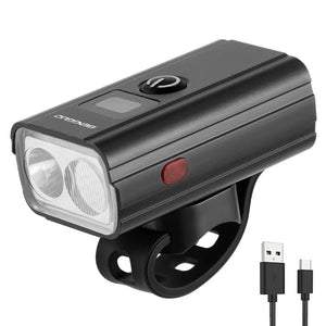 LED Bicycle Headlight USB Rechargeable Bicycle Front Lamp 6 Gears Power Display Bike Flashlight Bicycle Accessories