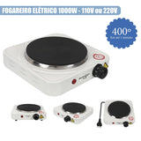 Fogareiro Fogão Elétrico Portátil Cooktop de Mesa 1 Boca Chapa 1000W Preto / Branco