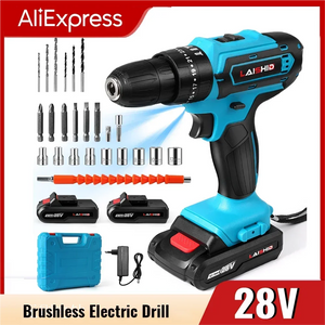 28V Cordless Screwdriver High power Rechargeable Electric Drill Lithium Battery 1350rpm Speed Multifunctional Impact Drill