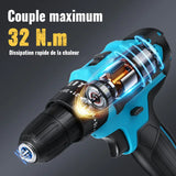 28V Cordless Screwdriver High power Rechargeable Electric Drill Lithium Battery 1350rpm Speed Multifunctional Impact Drill