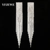 New Classic Jewelry Exaggerated Full Crystal Long Drop Earring Statement Tassel Chain Earrings Gift For Women #E440