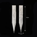 New Classic Jewelry Exaggerated Full Crystal Long Drop Earring Statement Tassel Chain Earrings Gift For Women #E440