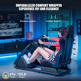 Racing Style Reclining Seat with Seat and Bluetooth Speakers, Ultra-Sturdy Alloy Steel Frame, Racing Simulator Cockpit