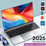 15.6" Laptop Computer Intel Celeron N4000 Notebook PC Fingerprint Unlock Windows 11 16GB DDR4 1TB SSD 1920*1080P Gaming Laptop