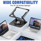 Laptop Stand for Desk Adjustable Computer Stand with 360° Rotating Base Ergonomic Laptop Riser for Collaborative Work Foldable