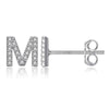 Simple Metal 925 Sterling Silver Ear Needle 26 Letters Small Earrings Zircon Exquisite Letter Earrings Cute Girls Jewelry Gifts