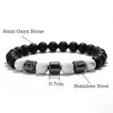 Noter Stylish Onyx Stone Bracelet For Men 8mm Natural Howlite Tiger Eyes Braslet Hematite Healing Braclet Leisure Pulseira Joias