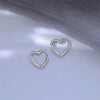 Solid 925 Sterling Silver Women's New Jewelry Fashion Heart Hoop Earrings XY0186