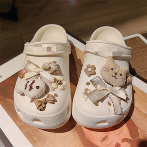 The Same Popular Plush Three-dimensional Cat and Fish Bear Dolphin Crocs Accessories Shoes Flower Bow Diy Shoe Buckle