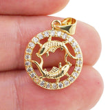 Lucky Zodiac Sign Pendant Charm Twelve Constellation Gold Plated Zircon Cancer Virgo Scorpio For Women DIY Necklace Fine Jewelry