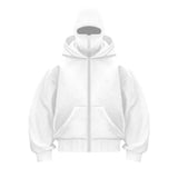 Y2k Retro Fashion Double Layer Hoodies Hip Hop Ninja Street Zipper Hoodie Balaclava Gothic Autumn Winter Tracksuit Sweatshirt