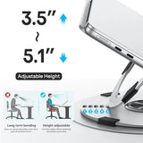 OMOTON Portable Laptop Stand for Desk Ergonomic Computer Stand with 360° Rotating Base 5-Level Adjustable Aluminum Foldable Mou