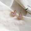 New Korean Sweet Cute Heart Stud Earrings for Women Girl Fashion Blue Glaze Aesthetic Geometric Earrings Minimalist Jewelry Gift