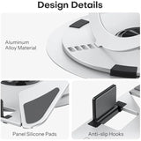 OMOTON Portable Laptop Stand for Desk Ergonomic Computer Stand with 360° Rotating Base 5-Level Adjustable Aluminum Foldable Mou