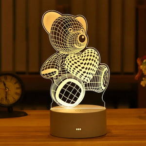 Romantic Love 3D Acrylic Led Lamp for Home Children's Night Light Table Lamp Birthday Party Decor Christmas Gifts Bedside Lamp