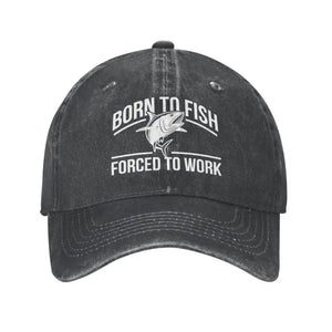 Born To Fish Forced To Work Baseball Cap Sports Men Women's Adjustable Fishing Addiction Fisherman Dad Hat Summer