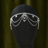 Luxury Rhinestone Multi-layer Tassel Hair Chain Headband Hair Accessories for Women Crystal Elastic Headdress Hair Ornaments