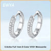 EWYA Luxury Designer 0.8cttw D Color Full 1mm Moissanite Hoop Earrings S925 Sterling Silver Earring For Women Party Fine Jewelry