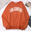 Street Trend Womens Pullovers Los Angeles California Letter Printing Hoodies Warm Fleece Sweatshirt Crewneck Soft Female Clothes