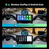 7 Inch Motorcycle GPS with Wireless CarPlay and Android Auto IPX7 Waterproof