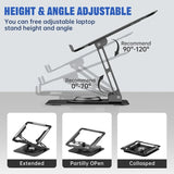 Laptop Stand for Desk Adjustable Computer Stand with 360° Rotating Base Ergonomic Laptop Riser for Collaborative Work Foldable