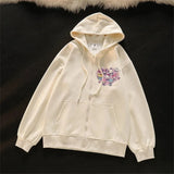 2024 New Sanrio Hello Kitty Jacket 2000s Zip Hoodie White Sweatshirt Young Women Fall Winter Kawaii Lolita Jacket Student Tops