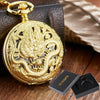 3D Dragon Mechanical Pocket Watch Fob Chain Luxury Steampunk Skeleton Engraved Roman Numeral Clock for Men Women Pocket Watches