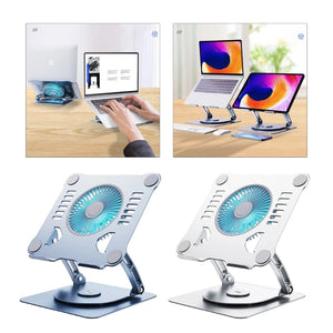 Aluminum Adjustable Foldable Laptop Stand with Cooling Fans Rise Ergonomic Computer Stand Rotating Portable Tablet Pc Notebook