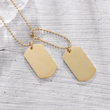 Men\'s Rectangular Double Dog Tag Stainless Steel Military Id Tag Pendant Titanium Steel Necklace Army Male Jewelry