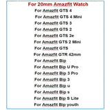 New20mm Band For Xiaomi Amazfit Active/GTS2 4 Mini Smart Watch Strap For Amazfit Bip3 Pro GTS3 2 2e GTR 42mm PU Leather Bracelet