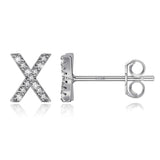 Simple Metal 925 Sterling Silver Ear Needle 26 Letters Small Earrings Zircon Exquisite Letter Earrings Cute Girls Jewelry Gifts