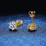 Real D Color VVS Moissanite Stud Earrings Sterling Silver 2CT Diamond Wedding Earrings 14K Yellow Gold Jewelry Women Earring