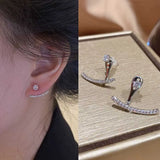 Gold Plated Heart Stud Earrings Shiny Zircon Earrings Metal Elegant Fashion Heart Jewelry, Romantic Female Couple Earrings