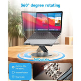 Laptop Stand for Desk Adjustable Height Ergonomic Riser with 360° Rotating Base Portable Foldable Computer Holder for 10-16 Inc