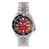 Tandorio Design Red Dial Lume NH36 Mechanical Swim Watch For Men Date Weekday Display 3.8 Crown 200M Waterproof 41mm