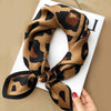 70cm Leopard Print Silk Scarf for Women Imitation Silk Scarfs Fashionable and Versatile Headwear Clothing Square Scarf