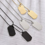 Men\'s Rectangular Double Dog Tag Stainless Steel Military Id Tag Pendant Titanium Steel Necklace Army Male Jewelry