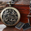 3D Dragon Mechanical Pocket Watch Fob Chain Luxury Steampunk Skeleton Engraved Roman Numeral Clock for Men Women Pocket Watches