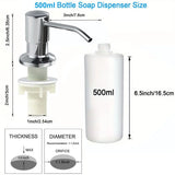 Kitchen Sink Countertop Press Pump Apparatus 350/500ml Stainless Steel Reusable Pump Head Extension Tube Liquid Bottle Sink Pump