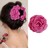 Elegant Fabric Rose Flower Hair Claws Women French Large Hair Clip Crab Clamp Fashion Headwear Shark Clip Girls Hair Accessories