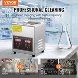 VEVOR 2L Ultrasonic Cleaner with Digital Timer & Heater, Ultra Sonic Jewelry Cleaner, Stainless Steel Heated Cleaning Machine