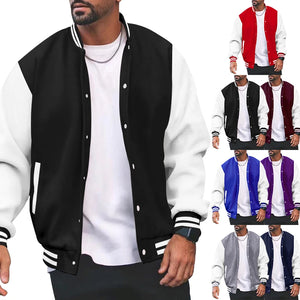 Spring And Autumn Fashion Classic Baseball Jacket Men's School Style Color Match Large Size Casual Sports Jacket Men's Clothing