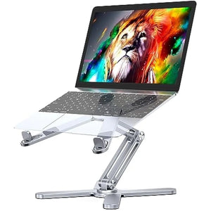 Adjustable Laptop Stand with 360 Rotating Base Aluminum Laptop Riser for Desk Foldable Ergonomic Notebook Stand Holder Compatib