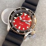 Tandorio Design Red Dial Lume NH36 Mechanical Swim Watch For Men Date Weekday Display 3.8 Crown 200M Waterproof 41mm