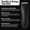 Electric Groin Hair Trimmer with Replaceable Ceramic Blades, Waterproof Wet-Dry Functionality & Standing Recharge Dock